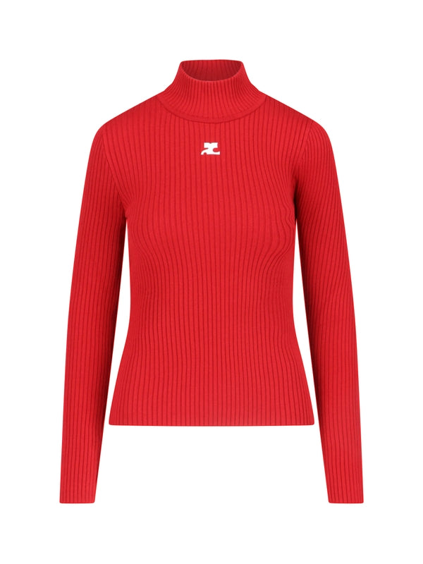Courrèges - Logo High Neck Ribbed Knit - Jente