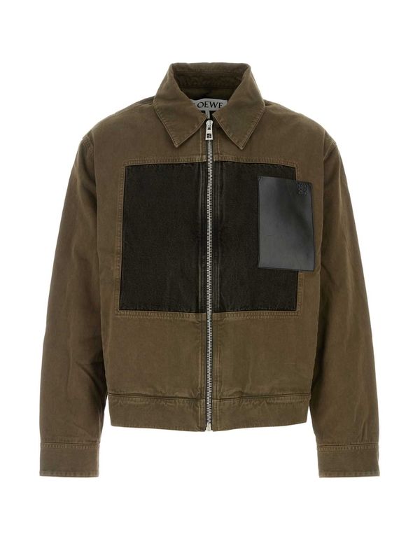 Anagram Logo Leather Panel Cotton Jacket