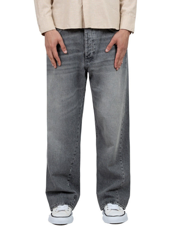 Grey Cotton Denim Pants