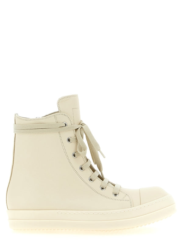 Rick Owens Ivory High Top Sneakers