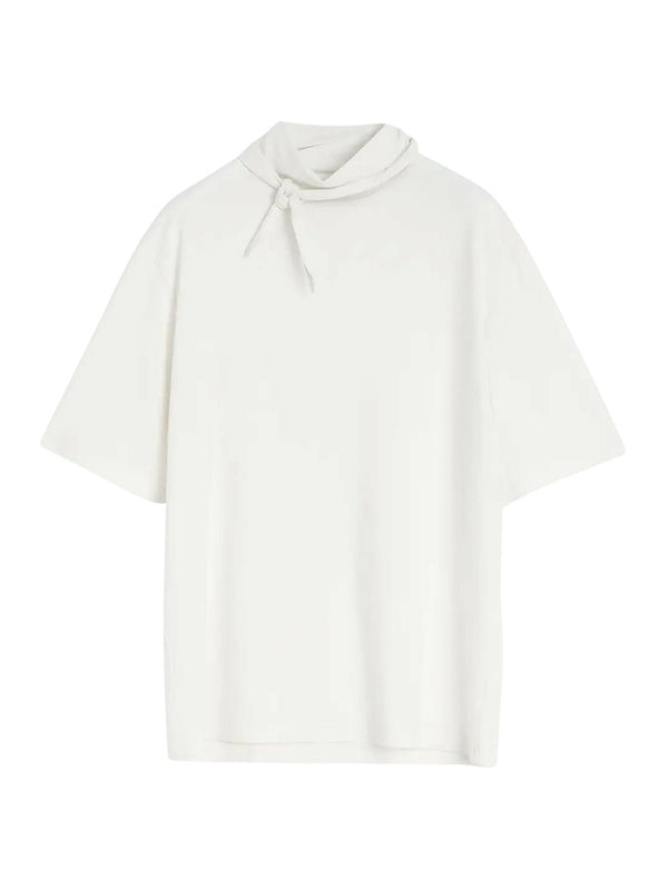 Scarf Detail Cotton Short-sleeve T-shirt