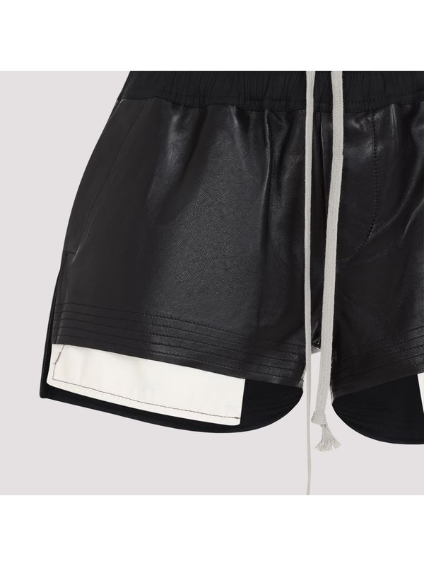 Asymmetric Pocket Detail Leather Shorts