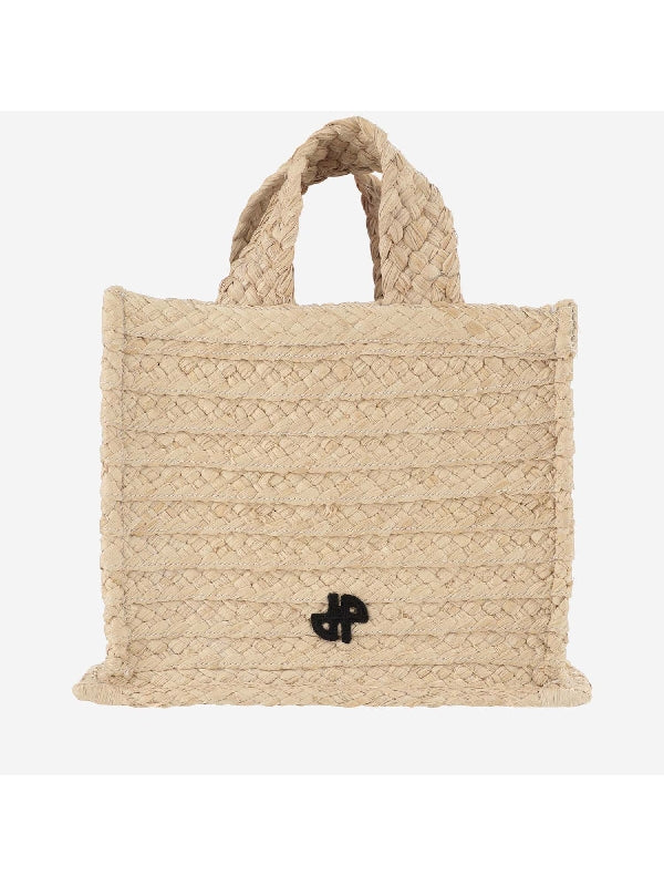 JP Logo Patch Raffia Small Tote Bag