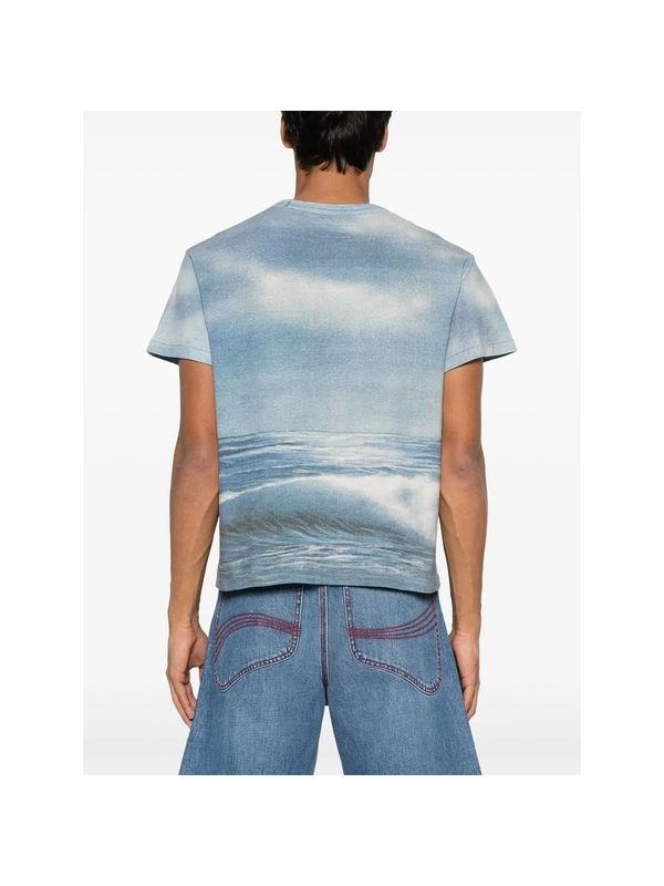 Allover Graphic Print Cotton Short Sleeve T-Shirt