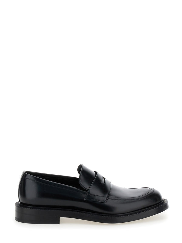 'Henry' Black Loafers in Smooth Leather Man Loafers