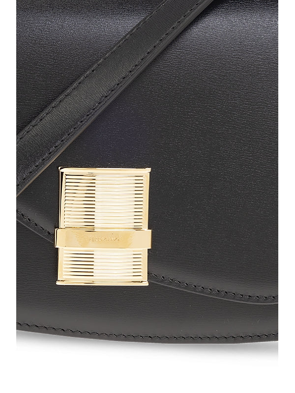 Asymmetric Flap Leather
  Shoulder Bag