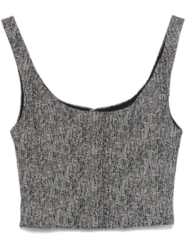 Herringbone Pattern Back Zipper Sleeveless Top