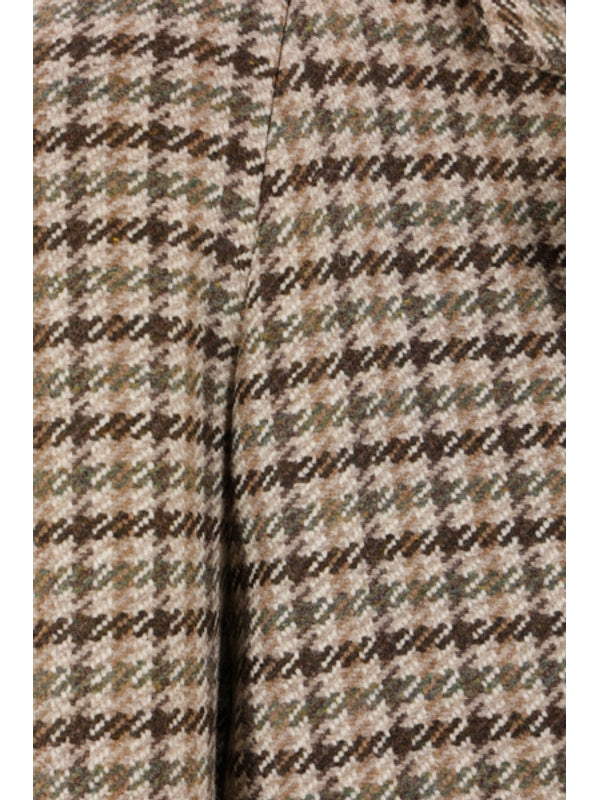 Boutonniere Check Wool Double Coat