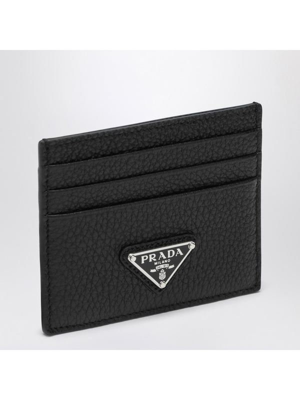 三角形徽标皮革卡钱包