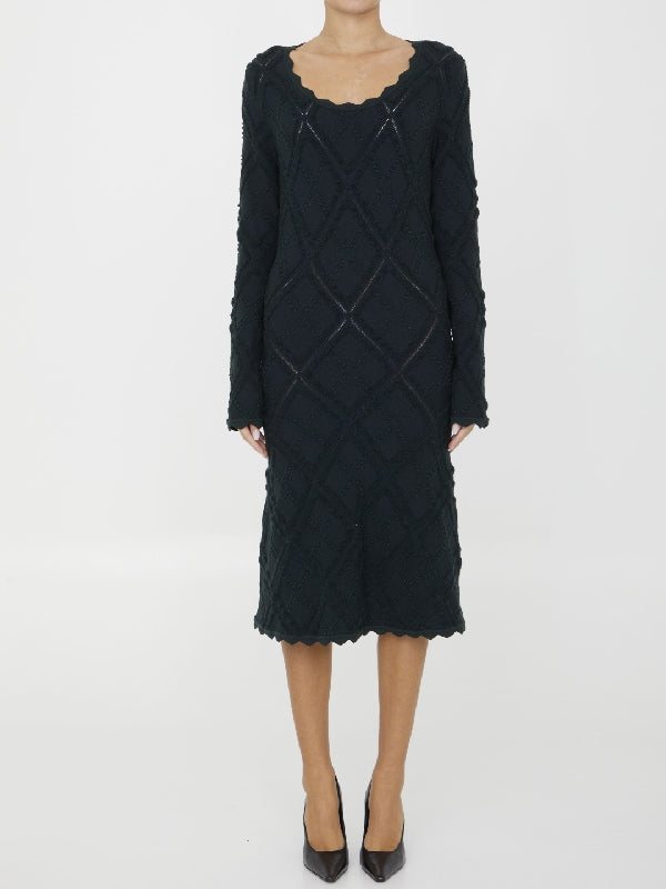 Aran Wool Scallop Line Knit Dress