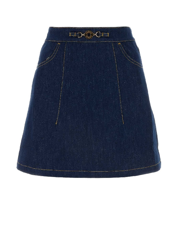 Medallion Denim Mini Skirt