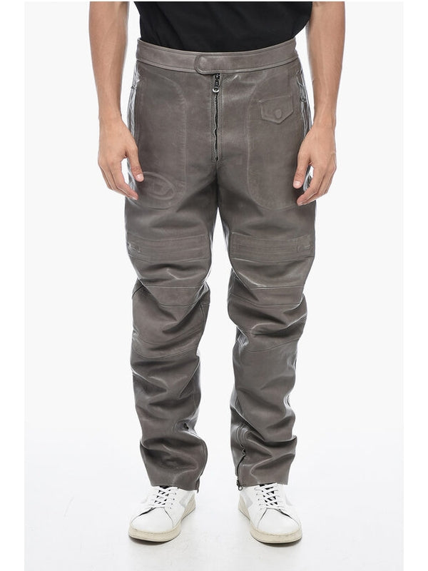 Trompe-L'Oeil Effect Leather Pants