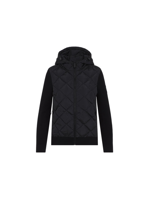 Quilting Knit Panel Hood Padded Jacket