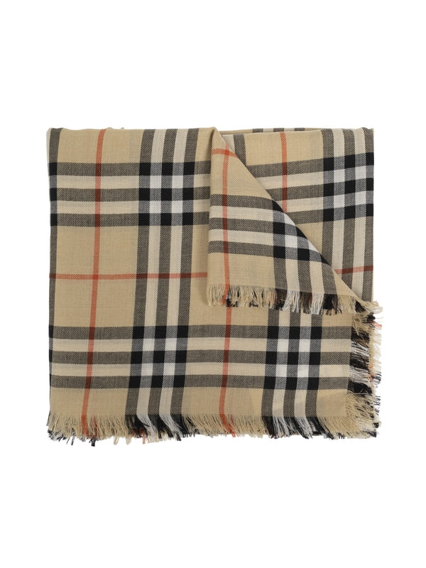 Check Pattern Cashmere Silk Muffler