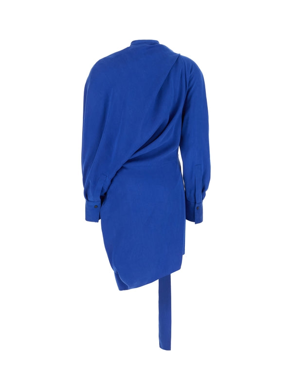Asymmetric Drape Lyocell Mini Dress