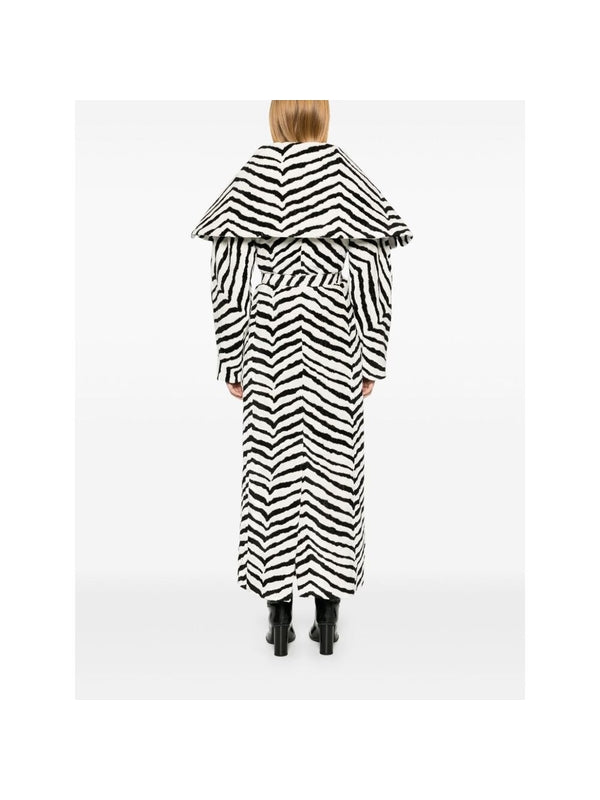 Animal Pattern Drape Collar Coat