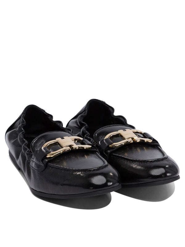 Double Gancini Leather Loafers
