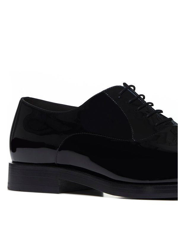 Black Leather Lace-Up Shoes