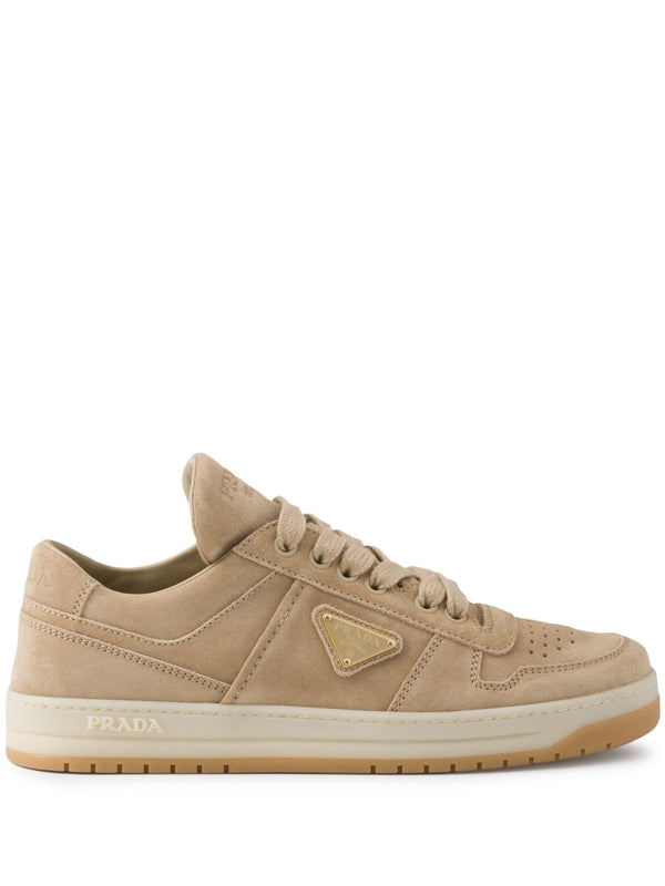 Triangle Logo Suede Low-Top Sneakers