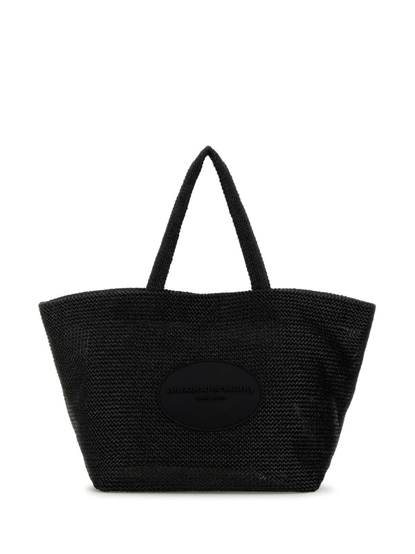 Logo Patch Raffia Xl Tote Bag