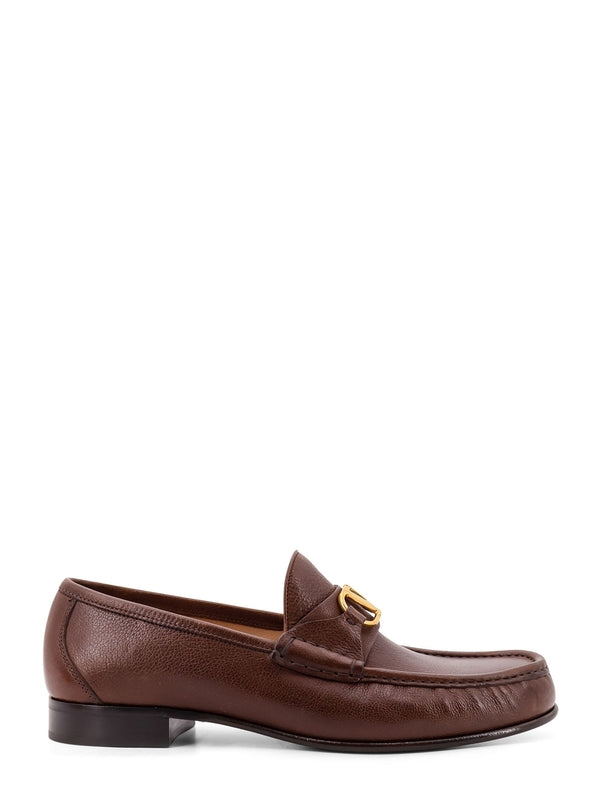 V Logo Leather Loafers