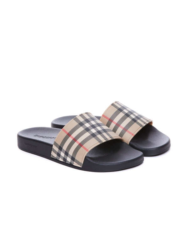 Burberry Black Beige Slides