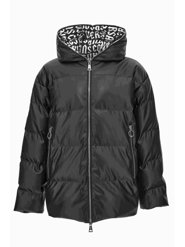 Allover Logo Hooded Quilted Puffer Jacket