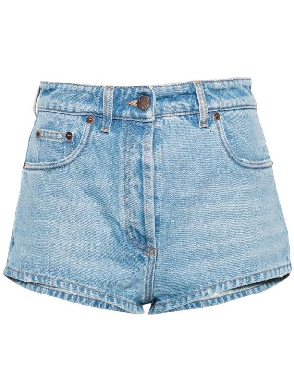 Triangle Logo Patch Denim Shorts