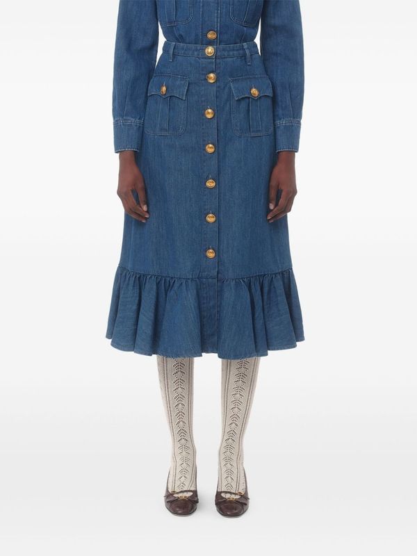 Button-Up
  Denim Midi Skirt