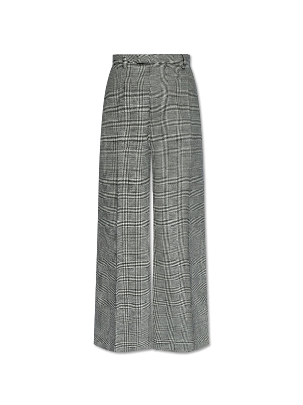 Wide Check Wool Pants