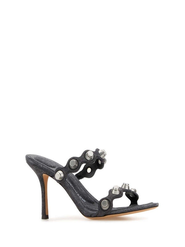 Stud double band sandals heel