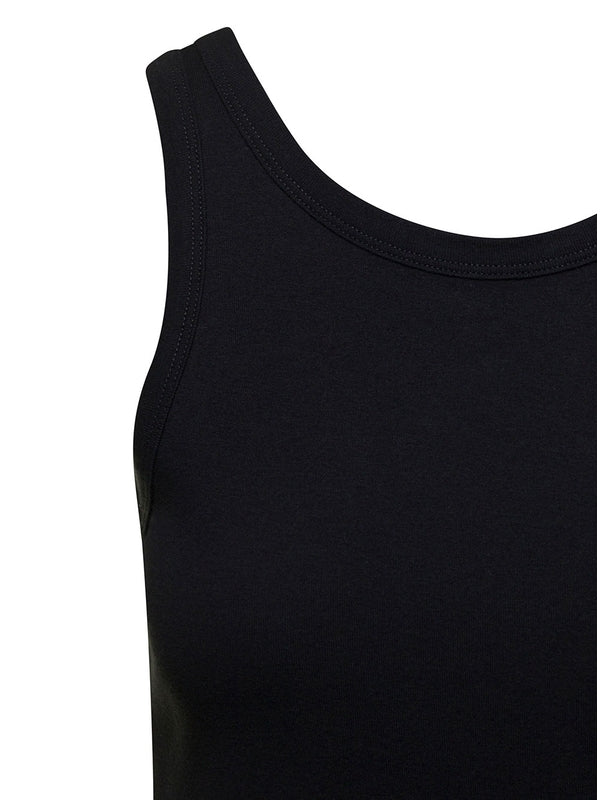 'Frankie' Black Tank Top in Cotton Woman Sleeveless