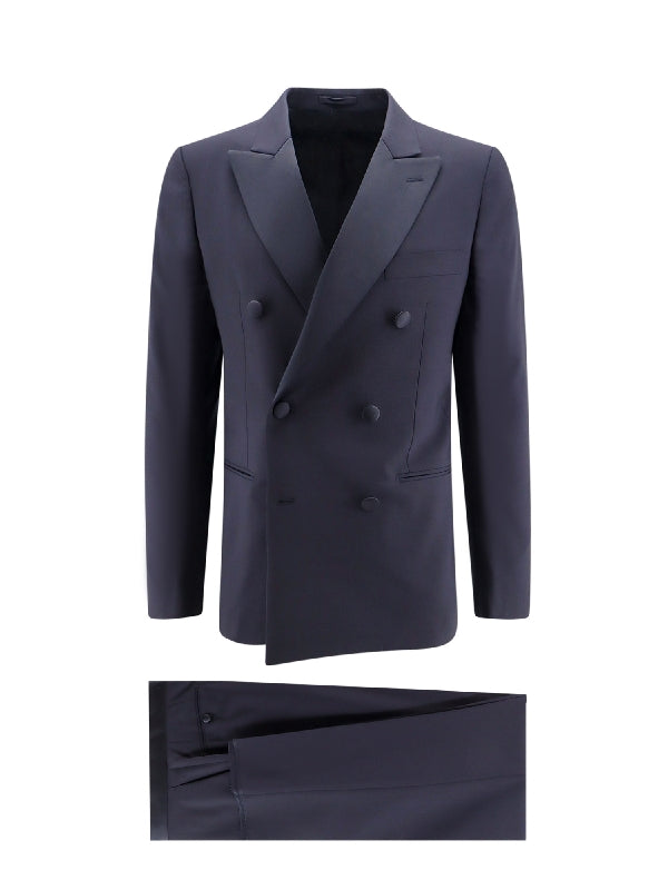 Double-Breasted Peaked Lapel Wool Suit