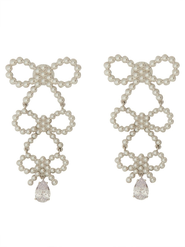 Pearl Bow Drop Earrings