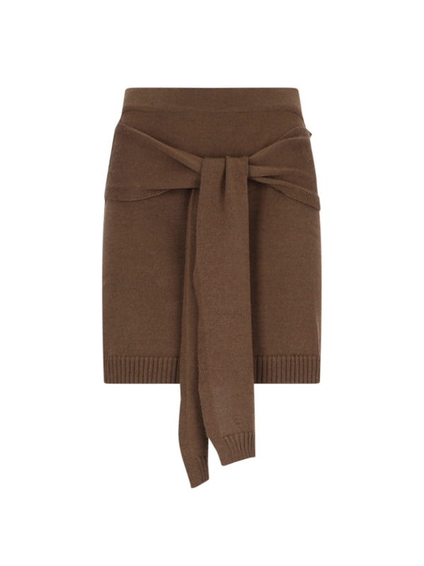 Tie Wool Blend Skirt