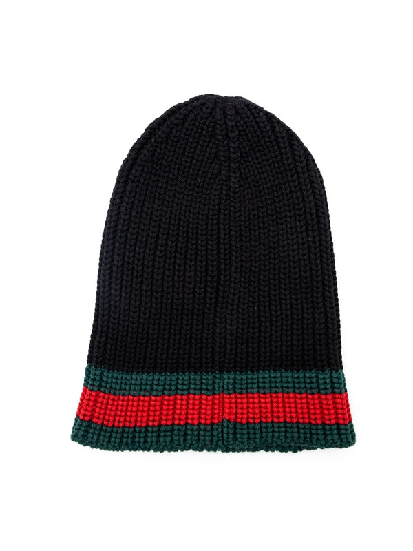 Web Black Wool Beanie