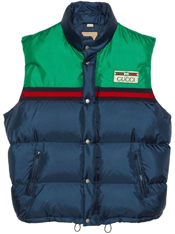 GUCCI - Chest Logo Satin Puffer Vest - Jente