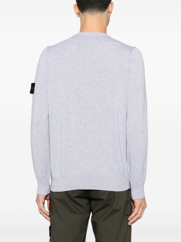 Woven Patch Crewneck Cotton Knit