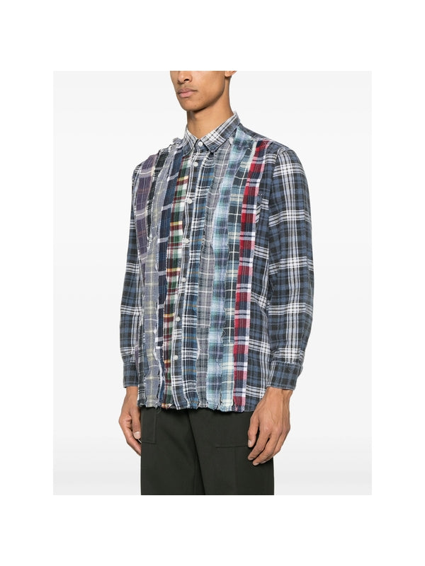 Patchwork Check Pattern Cotton Shirt