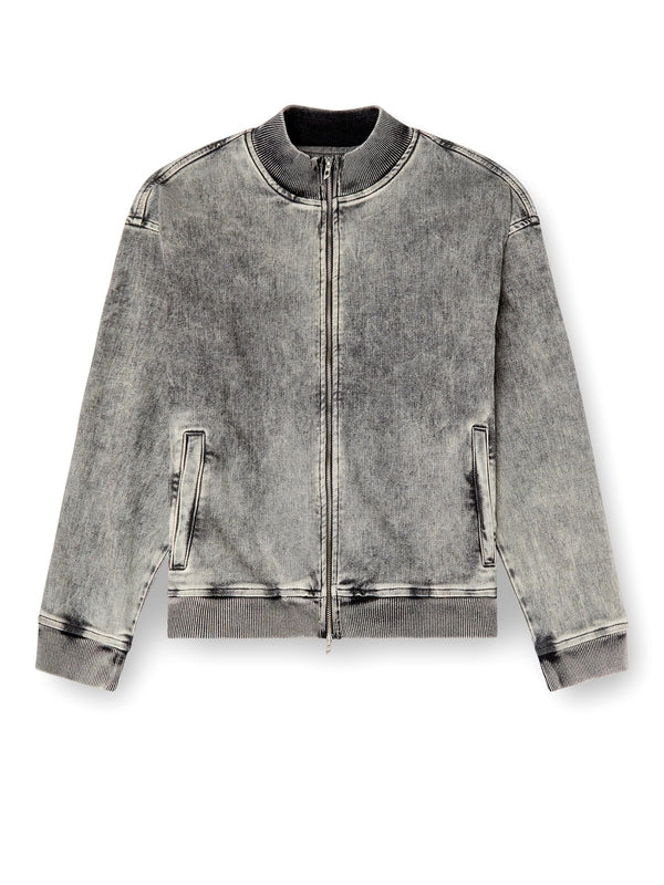 Carly Back Logo Denim Bomber Jacket