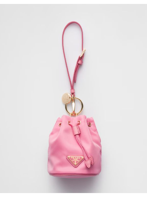 Triangle Logo Re-nylon Bucket Bag Mini Keyring