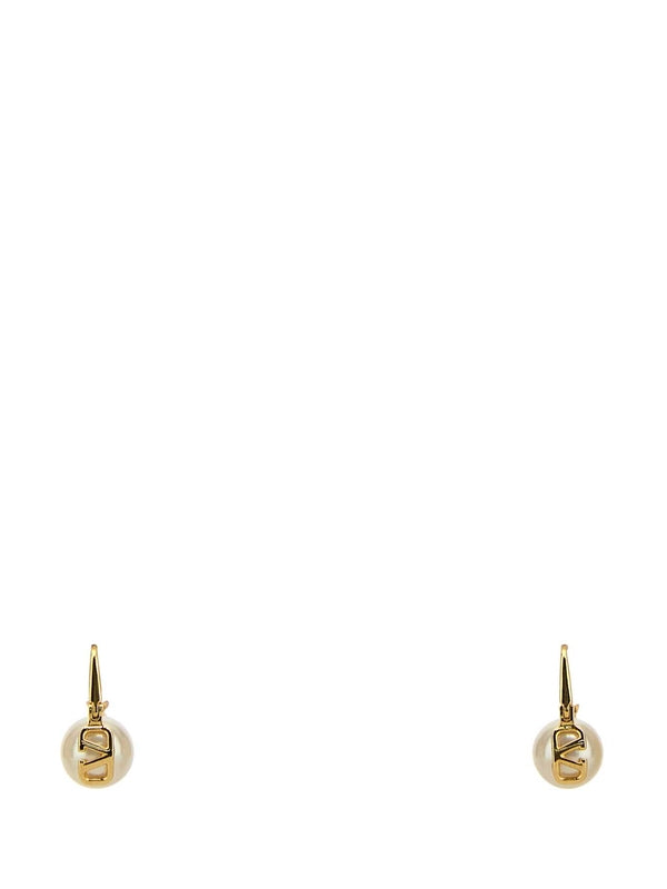 V Logo Pearl Earrings