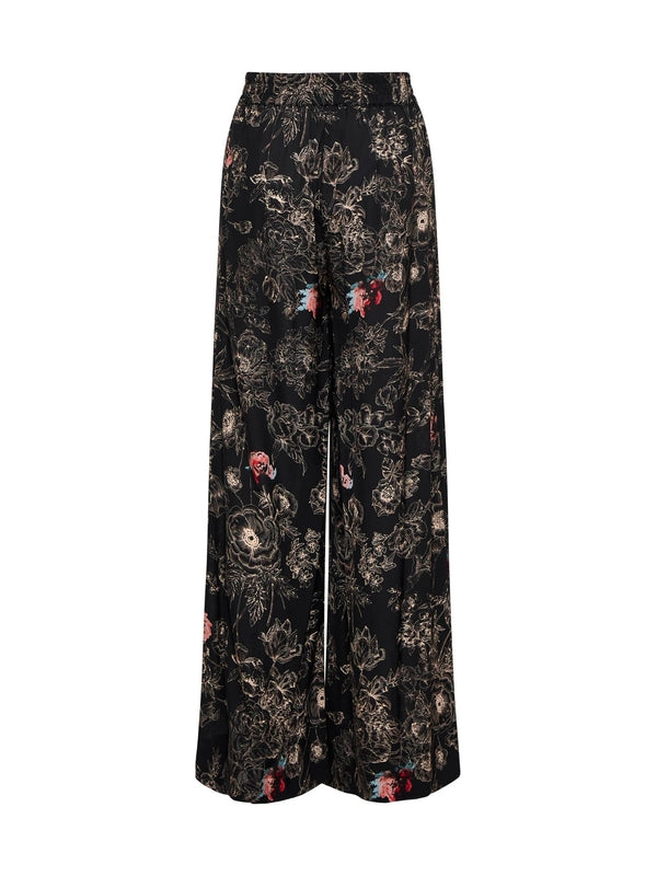 Flower Pattern Wide Pants