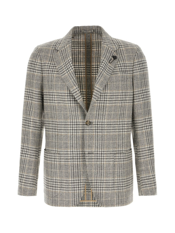 Lardini Checked Grey Tailored Jackets