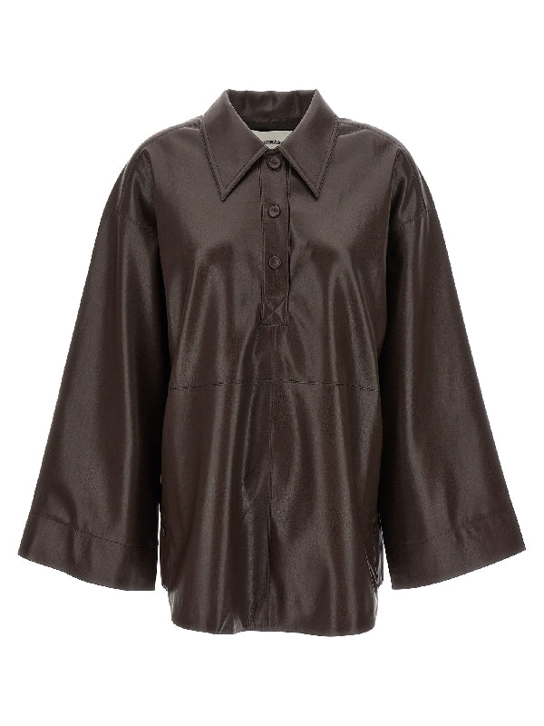 CLARICE Vegan Leather Polo Shirt