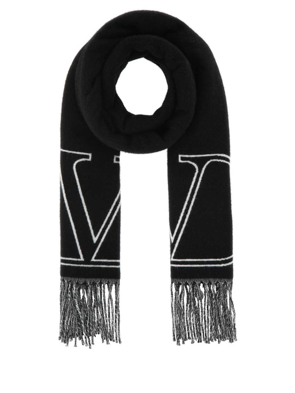 V Logo Fringe Wool Muffler