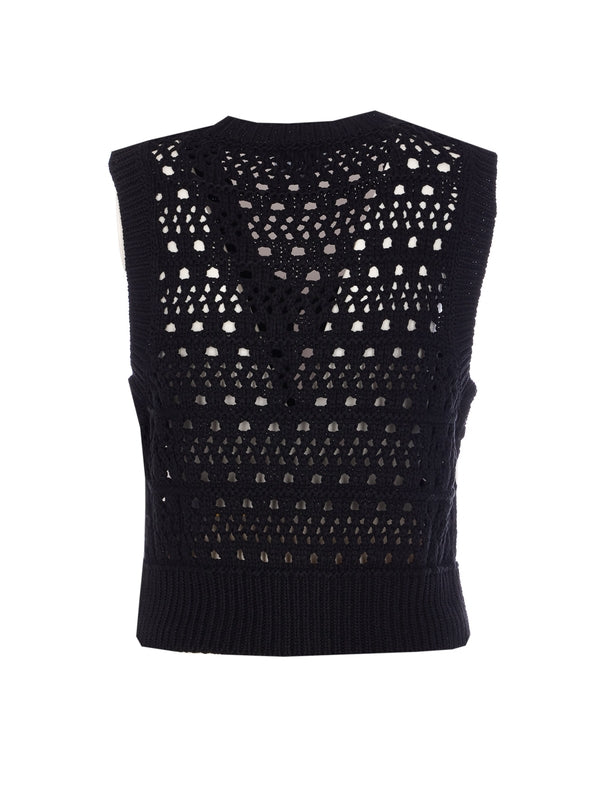 Bow Detail Openwork Cotton Vest