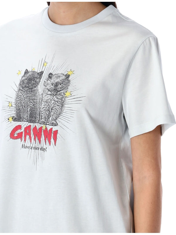 Cat Printing Crewneck T-shirt