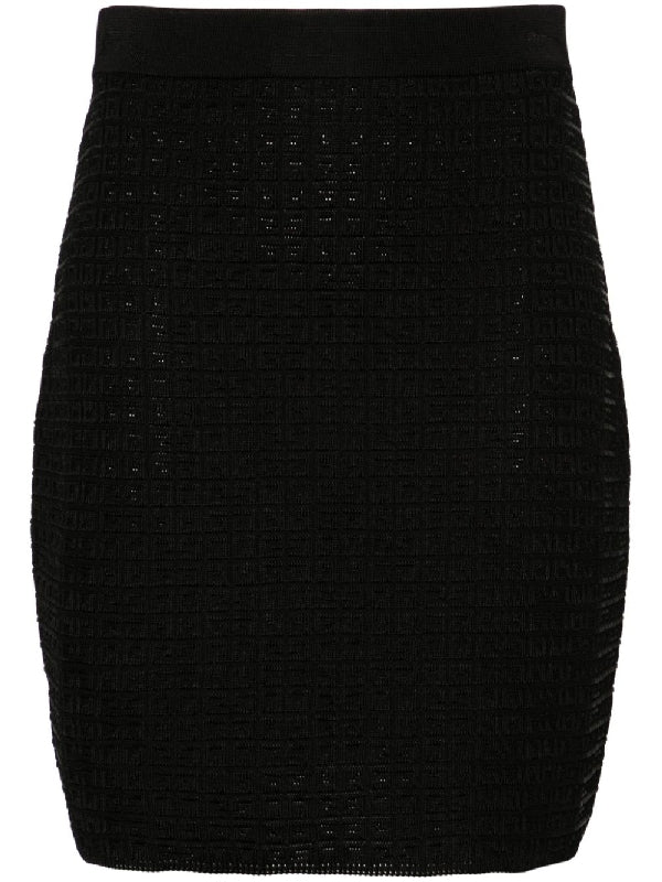 4G Jacquard Back Slit Mini Skirt