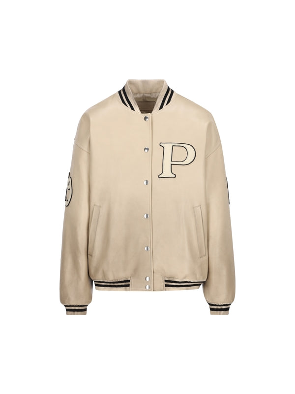 Wappen Patch Leather Varsity Jacket